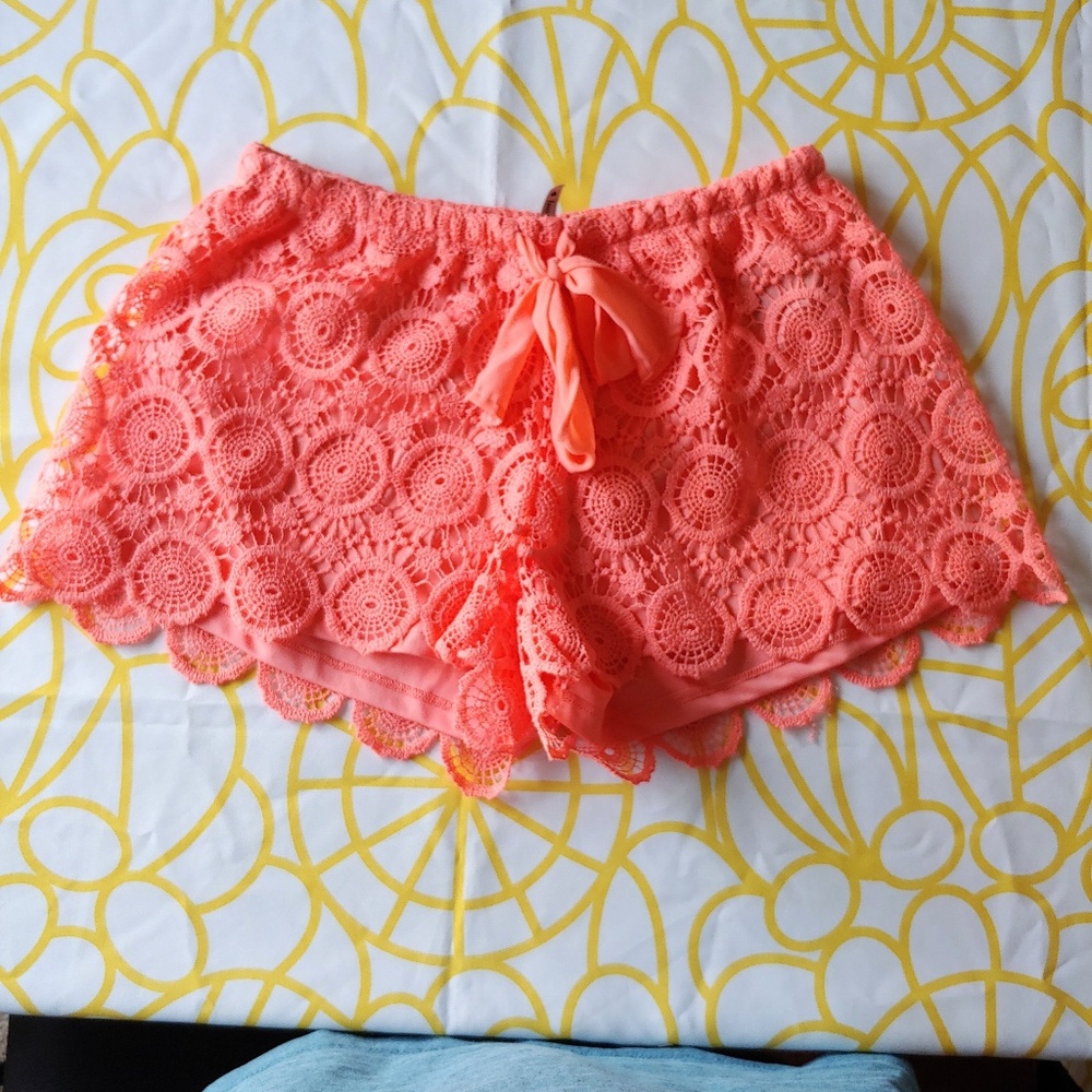 Heartsoul orange crochet shorts